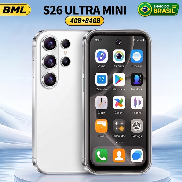 BML Smartphone S26ULTRAMINI Original Celular 4GB RAM 64GB 5G LTE Wi-Fi Sim Android 10 3500mAh Tela 3.73" HD ，Câmera 48MP