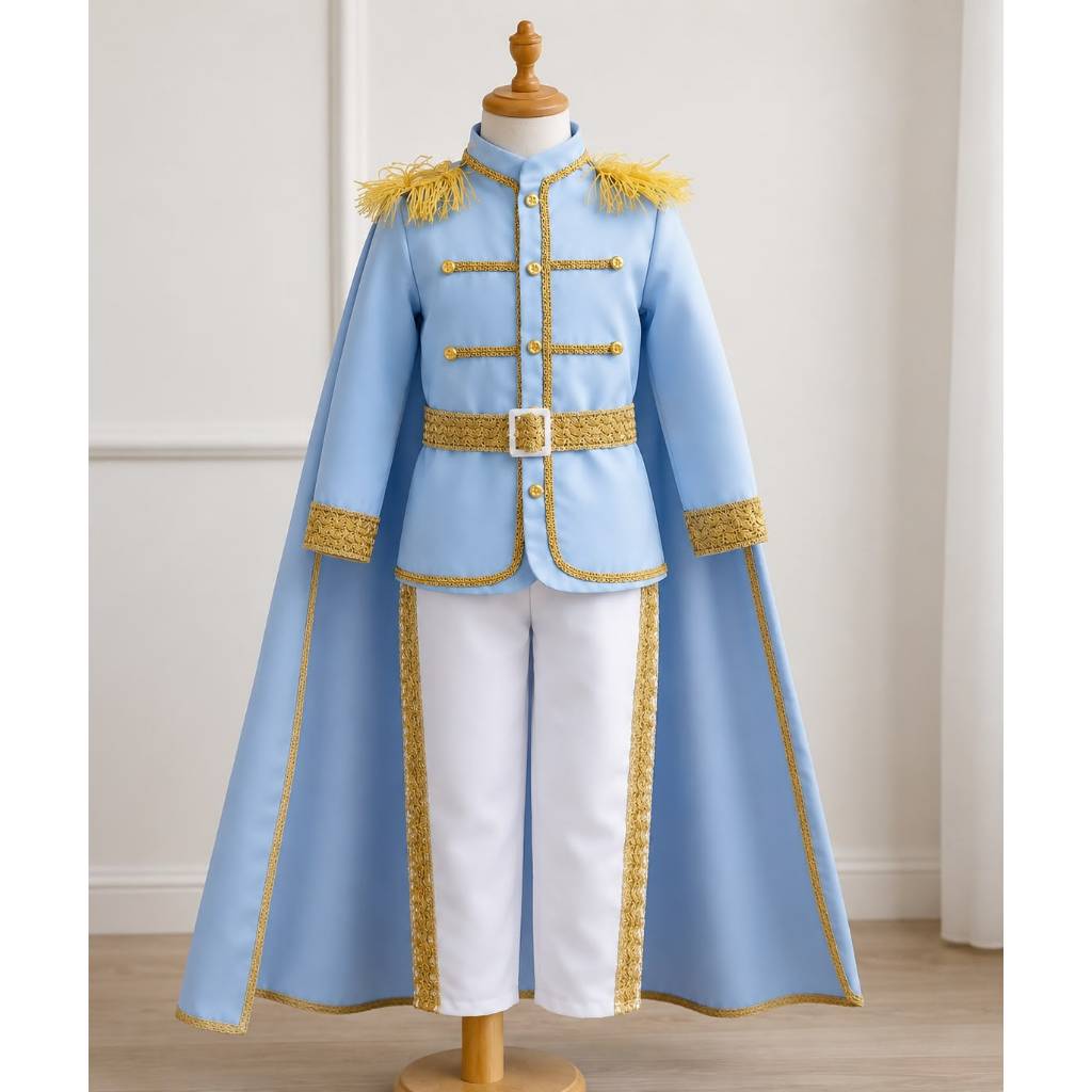 Fantasia Menino Infantil Príncipe Realeza Rei Cosplay Luxo