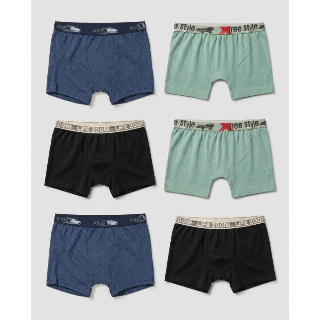Kit 6 Cuecas Boxer Infantil Menino Sortidas Algodão Macia Confortável cueca