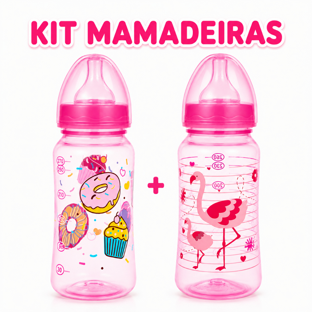 Kit 2 Mamadeiras 270ml Para Bebê Bico Super
