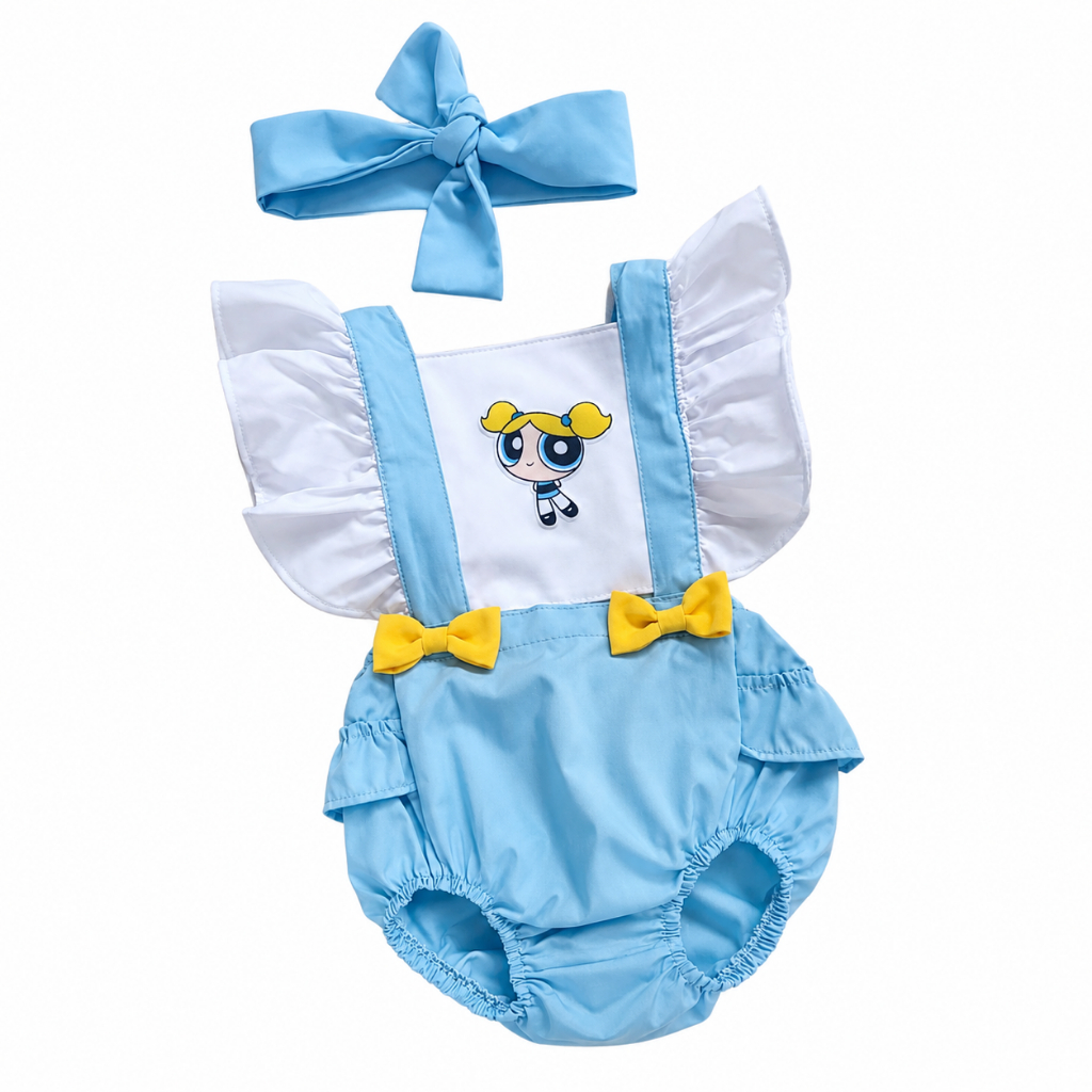 Romper Bebê Menina Mesversário Temático Meninas Superpoderosas Fantasia Lindinha Florzinha Docinho Jardineira