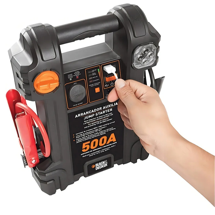 Arrancador Auxiliar De Partida Black+Decker JS500S 500A 12V Portátil Para Carro