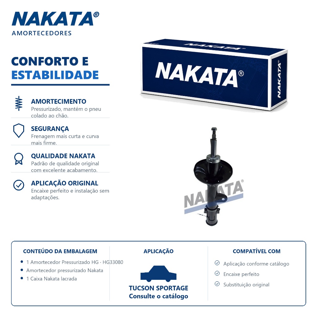 Amortecedor Traseiro Esquerdo Tucson Sportage Nakata HG33080