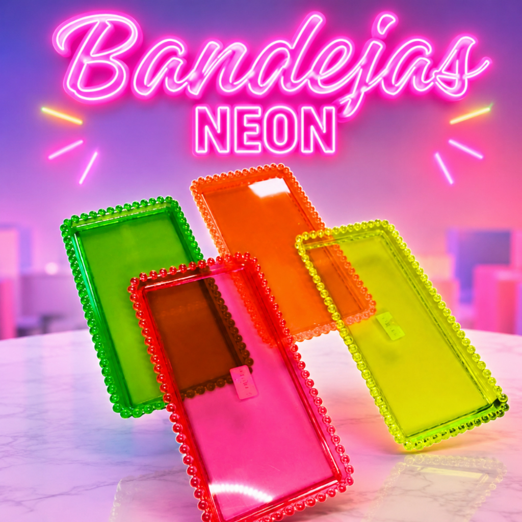Bandeja Retangular Neon P/ Doces Salgadinhos Festa Decoração