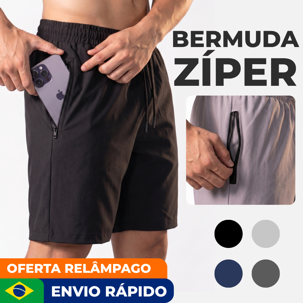 BERMUDA MASCULINA ACADEMIA TACTEL COM ELASTANO BOLSO COM ZÍPER shorts com zíper alta qualidade treino corrida