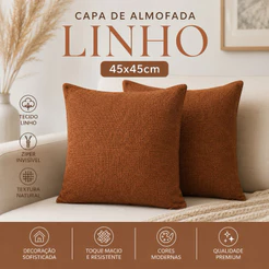 Capa de Almofada em Linho Premium 45x45cm C/ Zíper Invisível Decorativa para sofá moderna