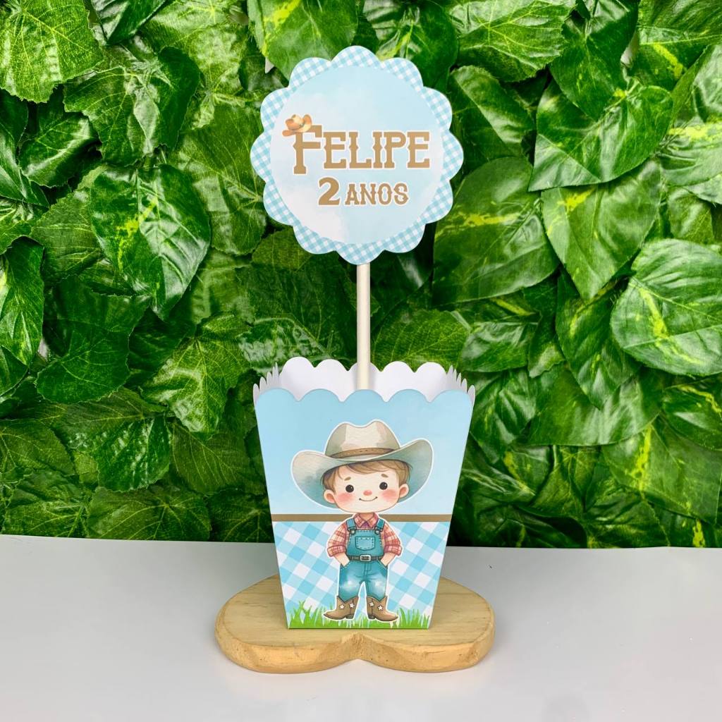 Centro de Mesa Cowboy / Cachepô Personalizado Lembrancinha para Festa Infantil