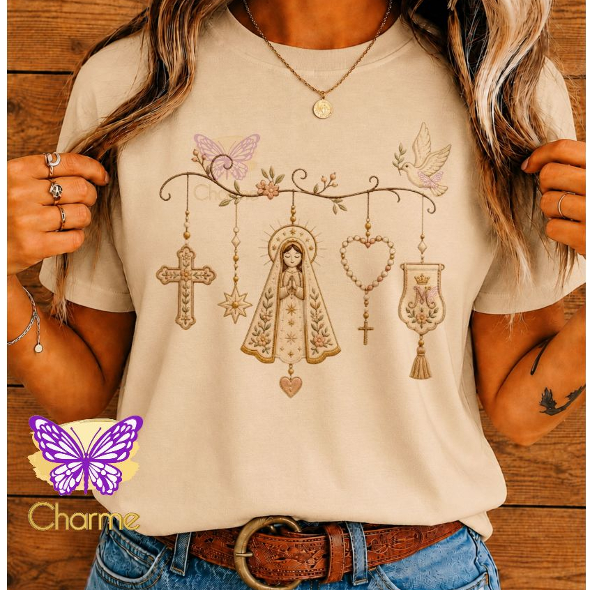 blusa camiseta feminina ESPIRITO SANTO  NOSSA SENHORA APARECIDA MINIMALISTA, blusinha católica gospel religiosa plus siz
