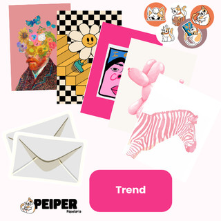 Cartão Postal Aesthetic Rosa Indie Divertido Premium Ilustração Decorativa Carta Com Envelope Reciclato e Lacre Adesivo