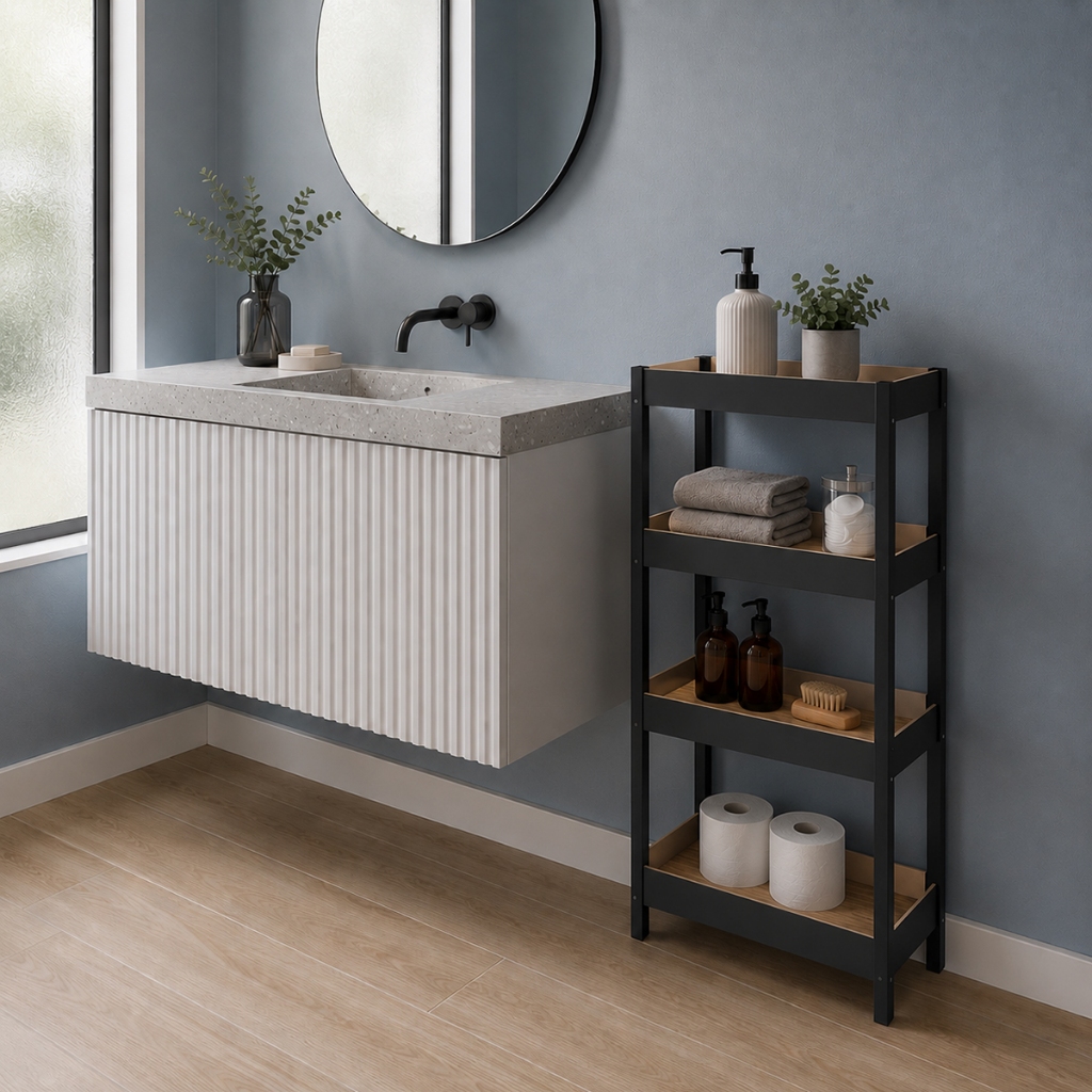 Estante 4 Prateleiras Industrial Organizadora Lavanderia Multiuso para Cozinha Sala Quarto Escritório Moderna Funcional