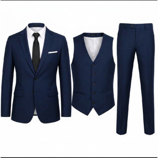KIT TERNO OXFORD PREMIUM DE LUXO AZUL MARINHO PARA CASAMENTO E FORMTURA (PALETÓ + CALÇA + COLETE) - PROMOÇÃO