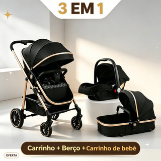 Carrinho Completo 3 EM 1 Com Moisés e Bebe Conforto