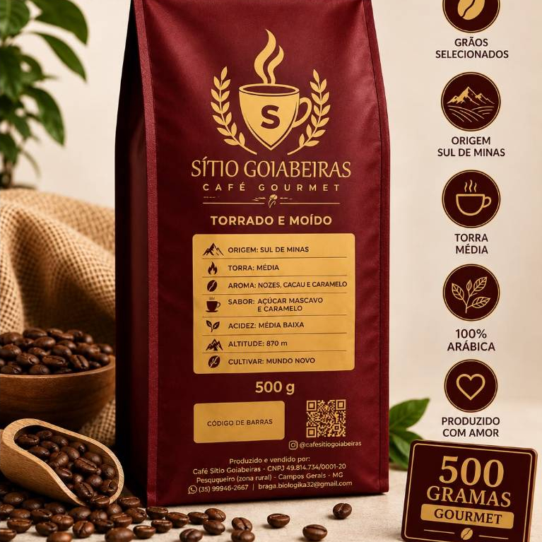 🔥Café Gourmet Sítio Goiabeiras 500g | 100% Arábica | Torra Média | Moído.