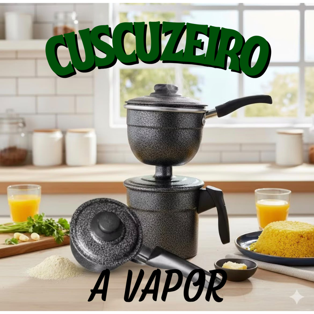 Cuscuzeiro nordestino a vapor "Peito de moça" craqueado ENVIO IMEDIATO