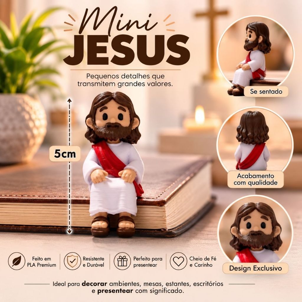 Mini Jesus Sentado em Impressão 3D