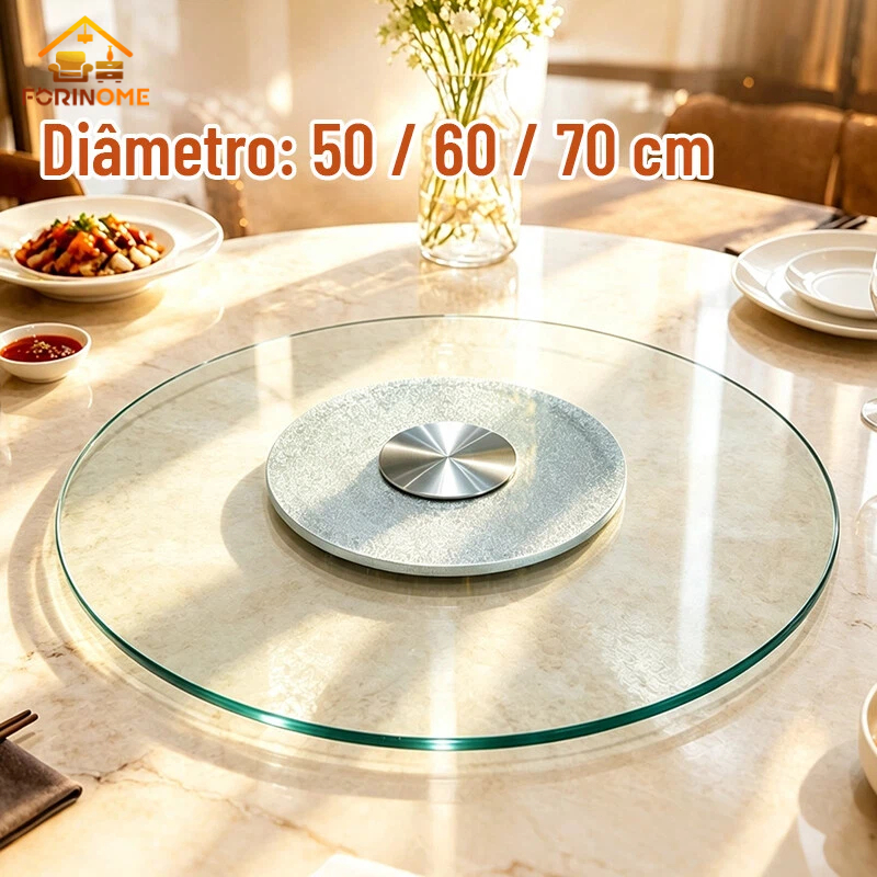 Prato Giratório de Vidro Prato De Bolo Bailarina 360 Graus Base Centro De Mesa 50/60/70cm