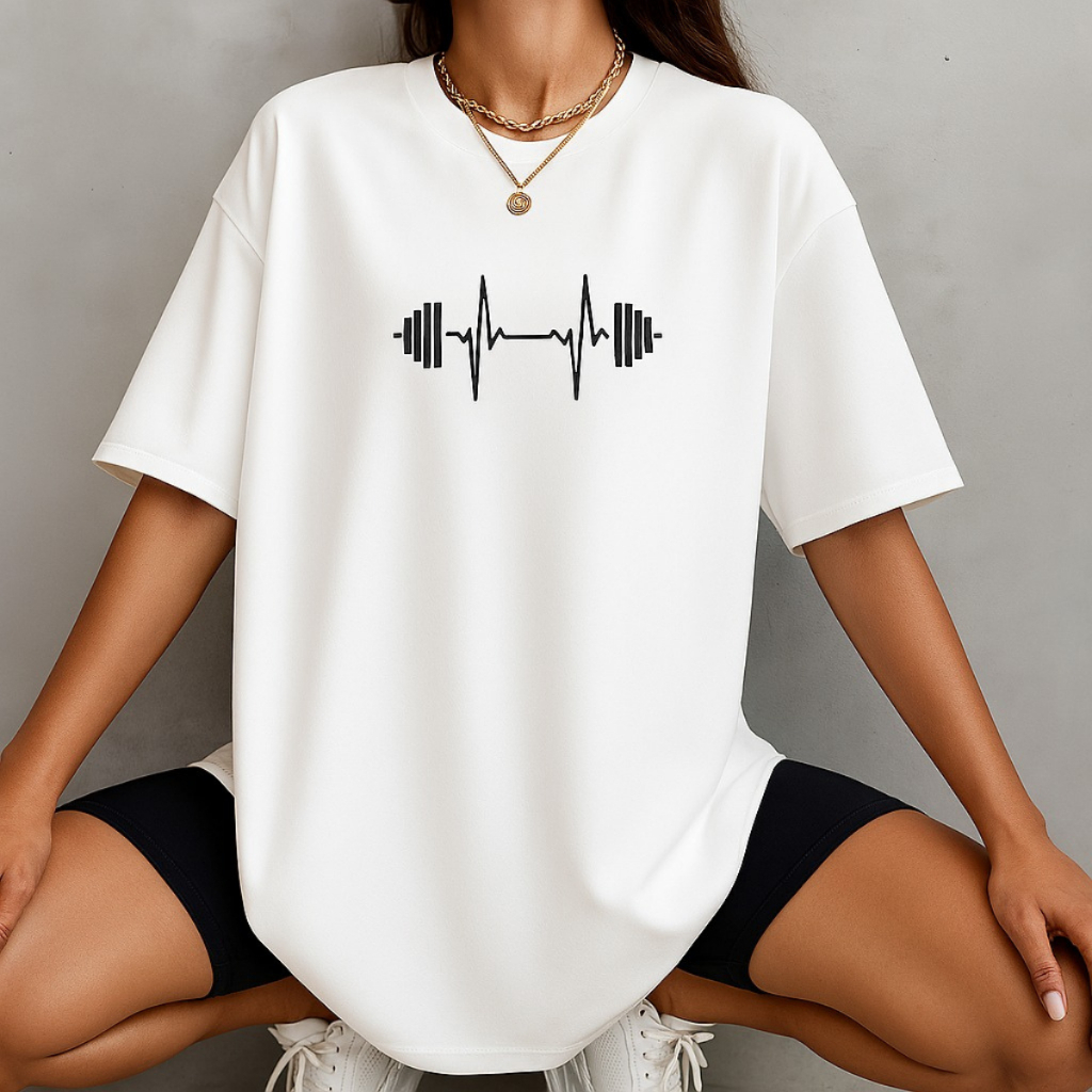 Camiseta Oversized Feminina Streetwear Algodão Malha Macia Peso Batimento Academia BT