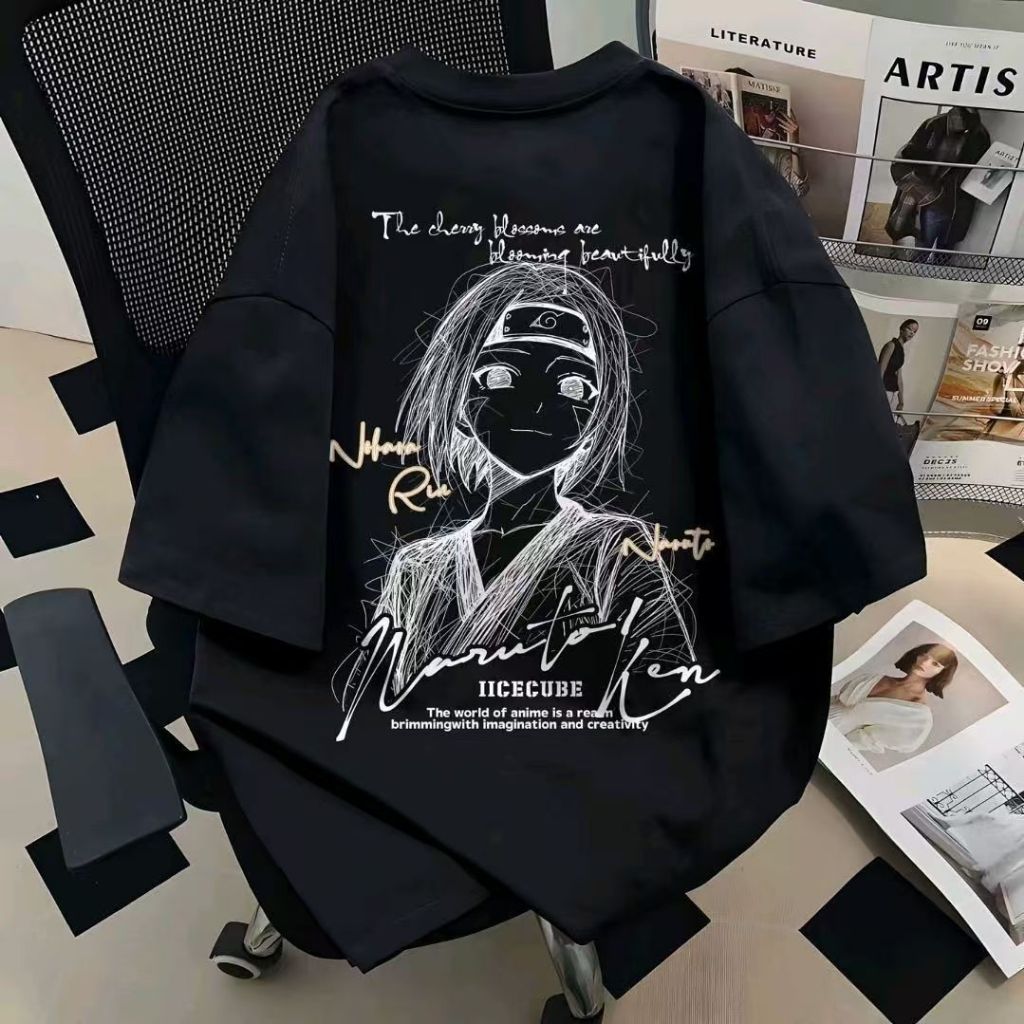 Naruto Camiseta Unissex 100% Algodão Oversized Estilo Academia Streetwear Estampa Pronta Entrega Imediata