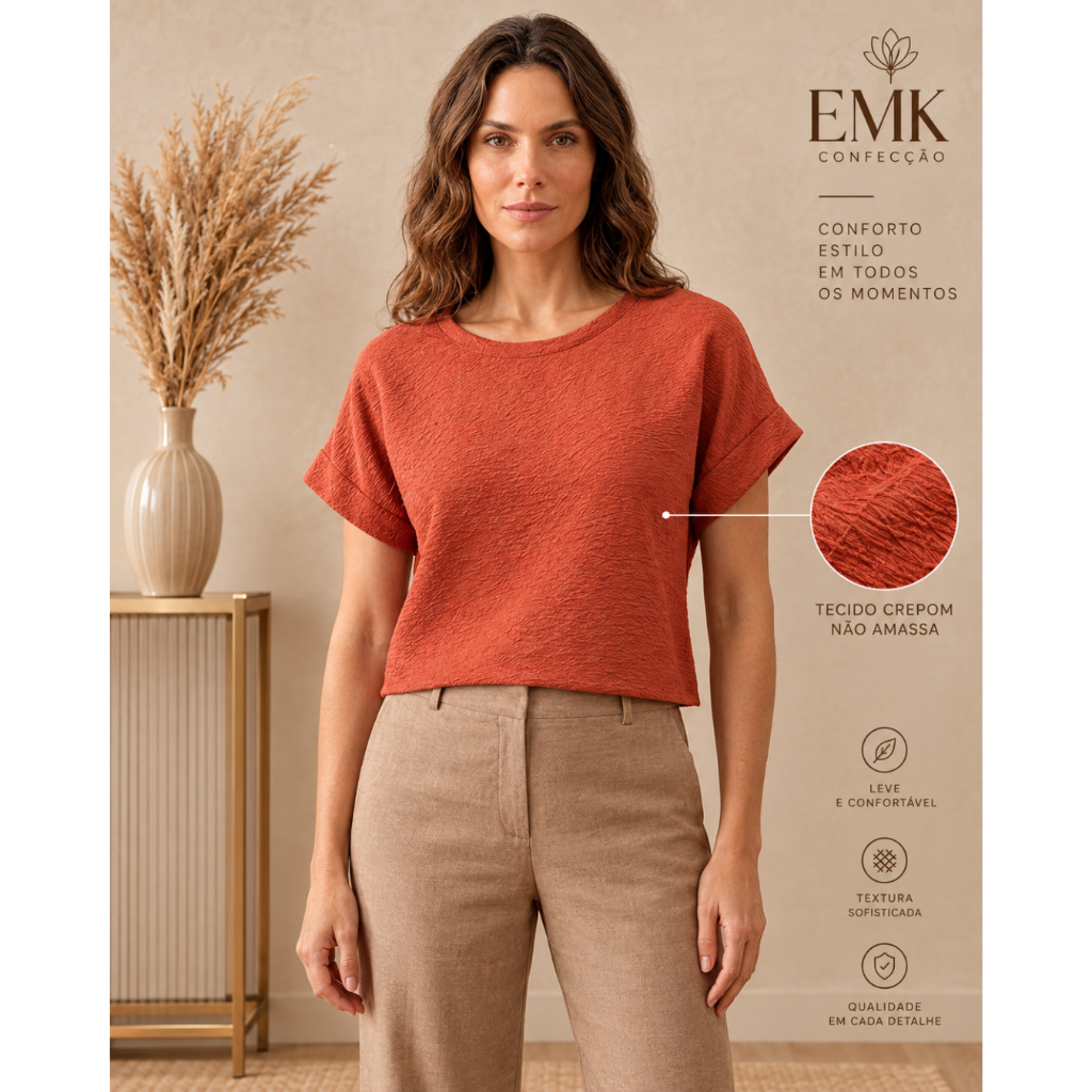 Blusa feminina básico crepe duna soltinha confortável elegante tendência manga japonesa