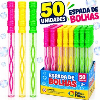 Kit 10/20/30/40/50 Bolha Bolinha De Sabão Formato Espada Gigante Bastão De Bolhas Lembrancinha Festa Infantil