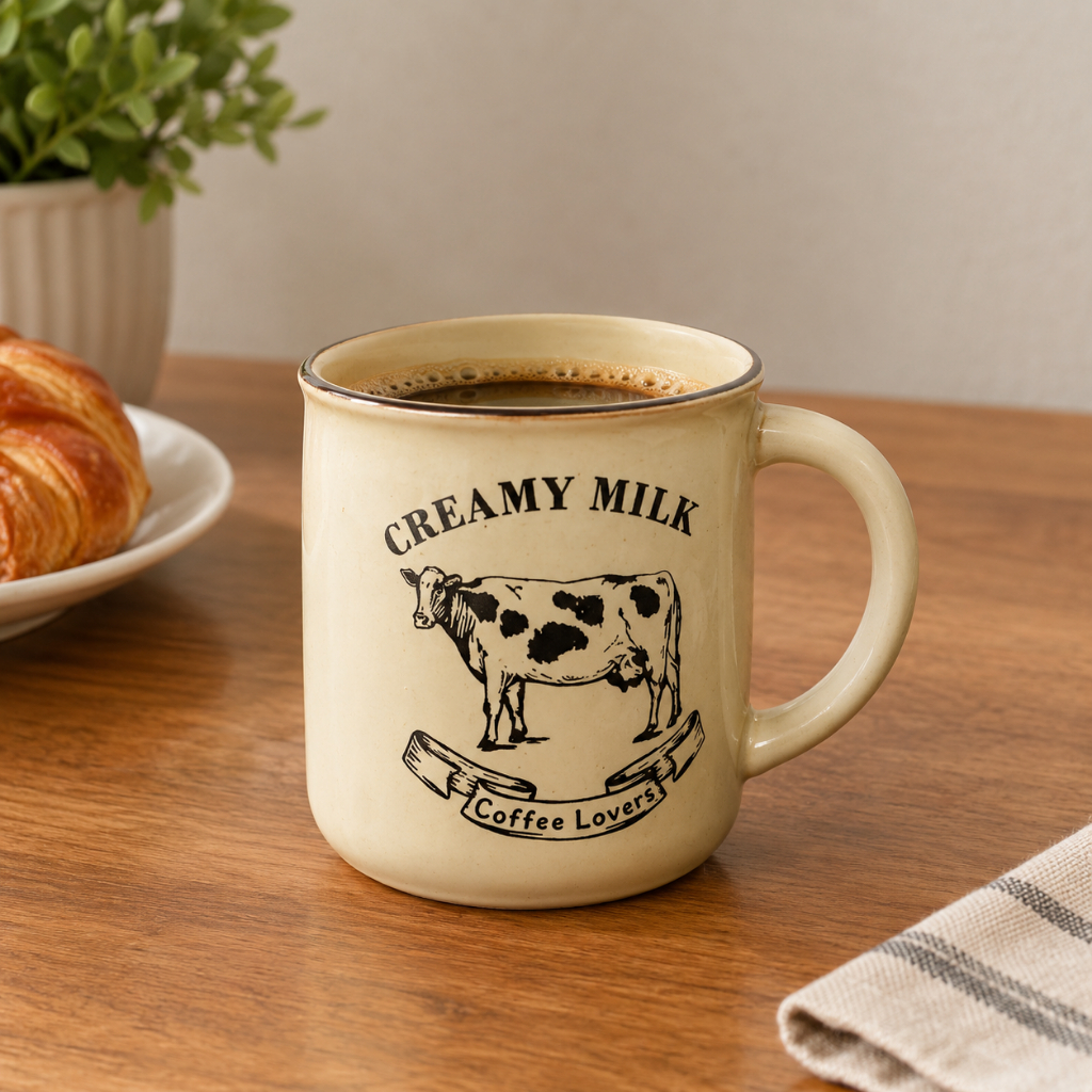 Caneca Creamy Milk 180ml Cerâmica Bege Lyor para Café Chá Bebidas Quentes Mesa Café da Manhã Uso Diário Elegante Em Casa · foto 2