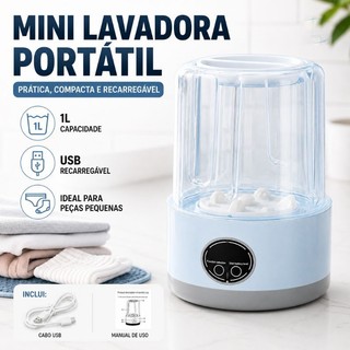 Mini Máquina de Lavar Roupas Portátil Compacta Lavadora Semiautomática para Roupas