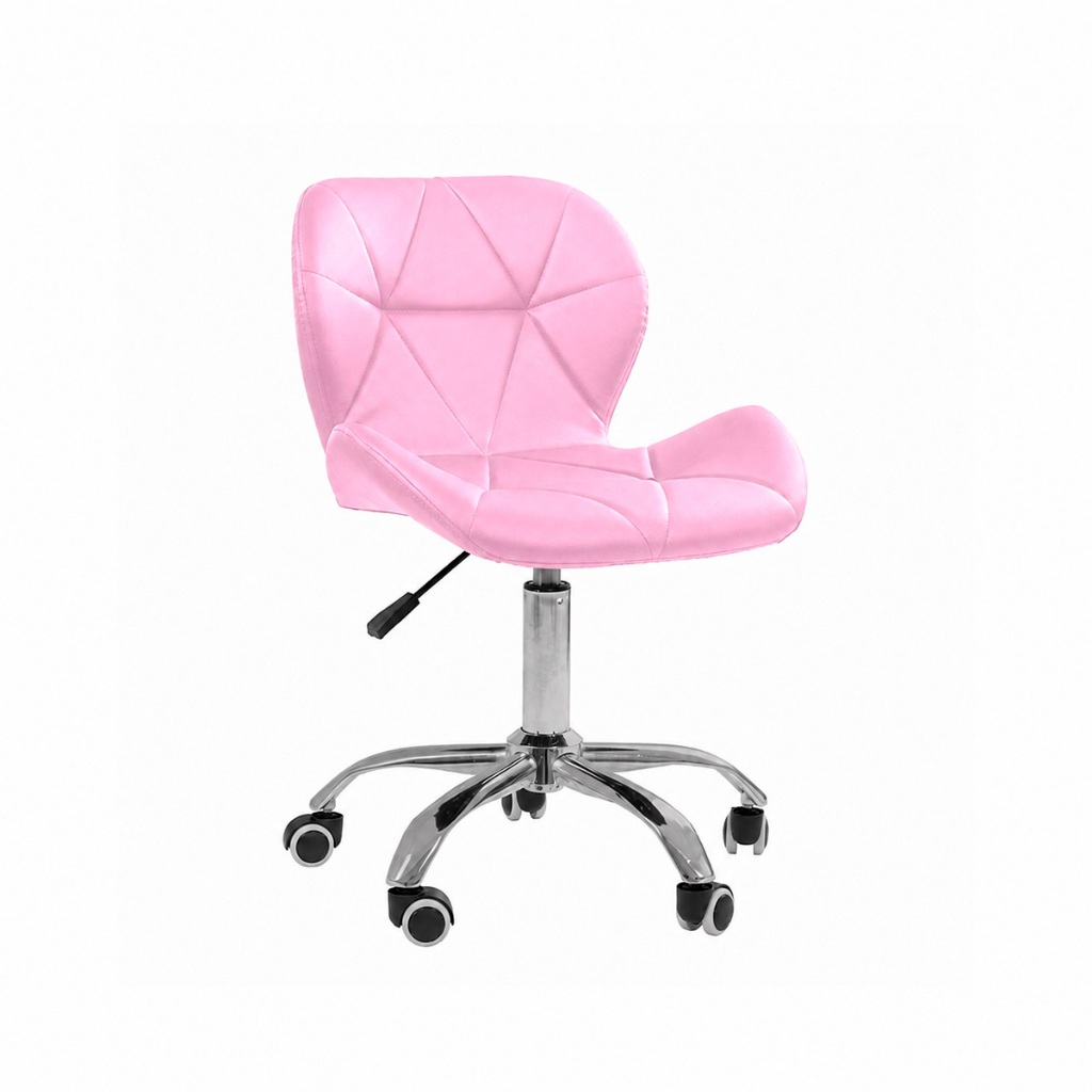 Cadeira Office Eiffel Slim Giratória Base Cromada com Rodízios e Ajuste de Altura Rosa