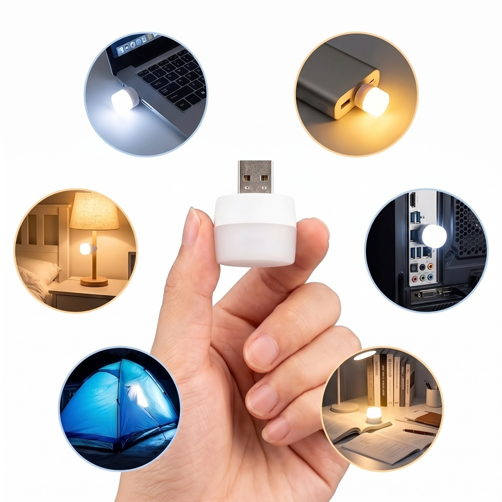 💡 Lâmpada LED USB Mini Portátil Luz Noturna 1W 5V para Computador Notebook Power Bank e Leitura