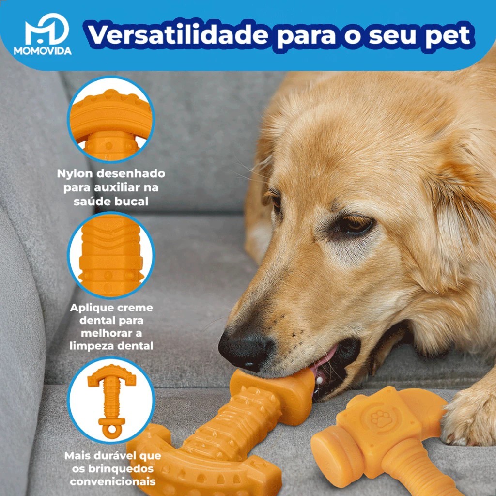 Brinquedo para Cachorro Mordedor Resistente Interativo para Cães Limpeza dos Dentes e Alívio do Estresse - Momovida — imagem 2 de 2
