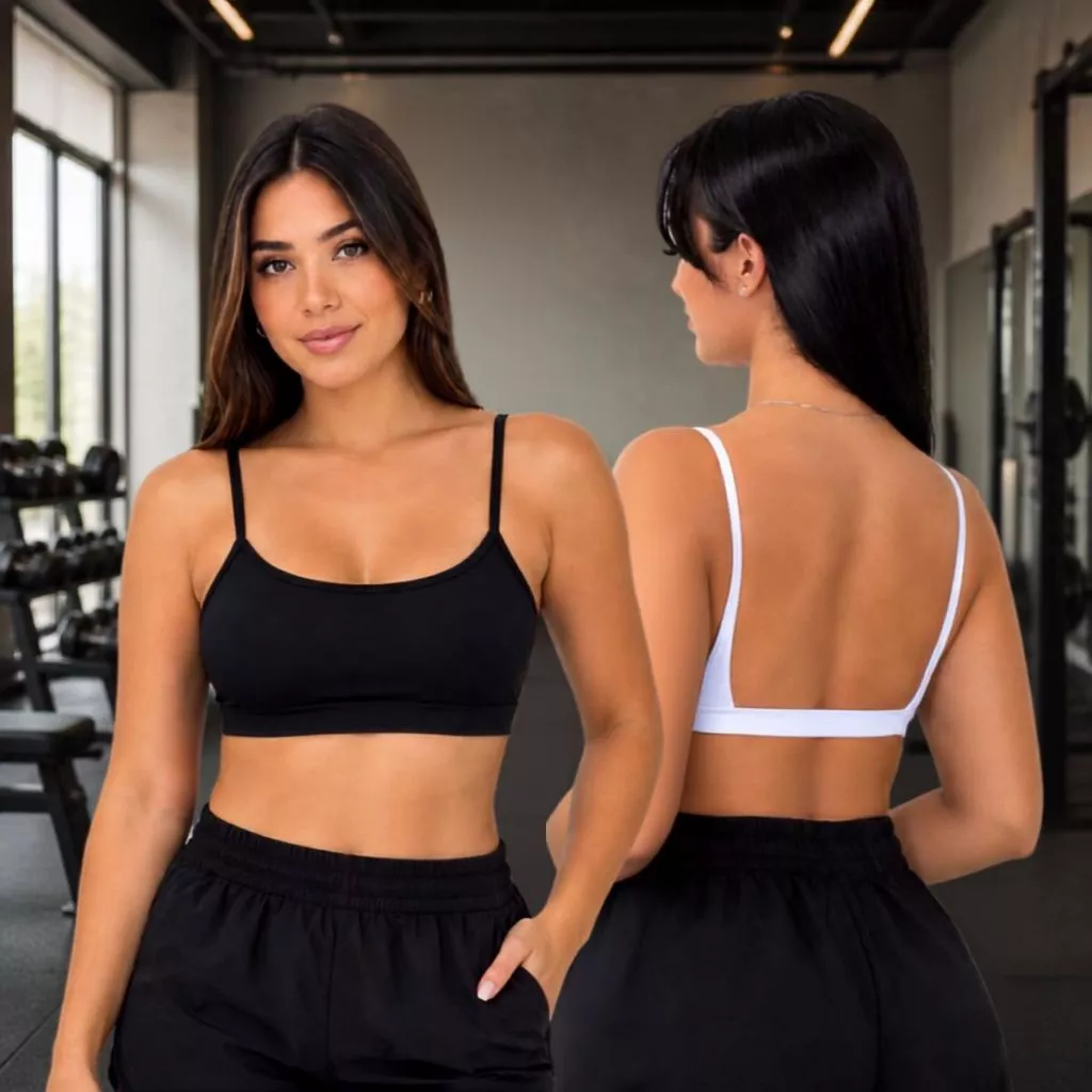 Kit 2 Top Aberto Alça Fina Costa Aberta Suplex Academia Treino Esporte — imagem 1