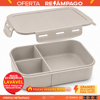 Marmita Hermética Fendi 3 Divisórias 1250 ml BPA Free Reutilizavel Freezer Microondas Lava Louças