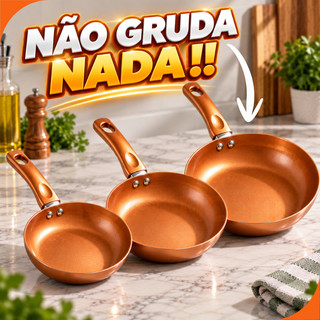 Kit Frigideira Antiaderente Frigideira Antiaderente Cerâmica Frigideira Cerâmica Cor Cobre