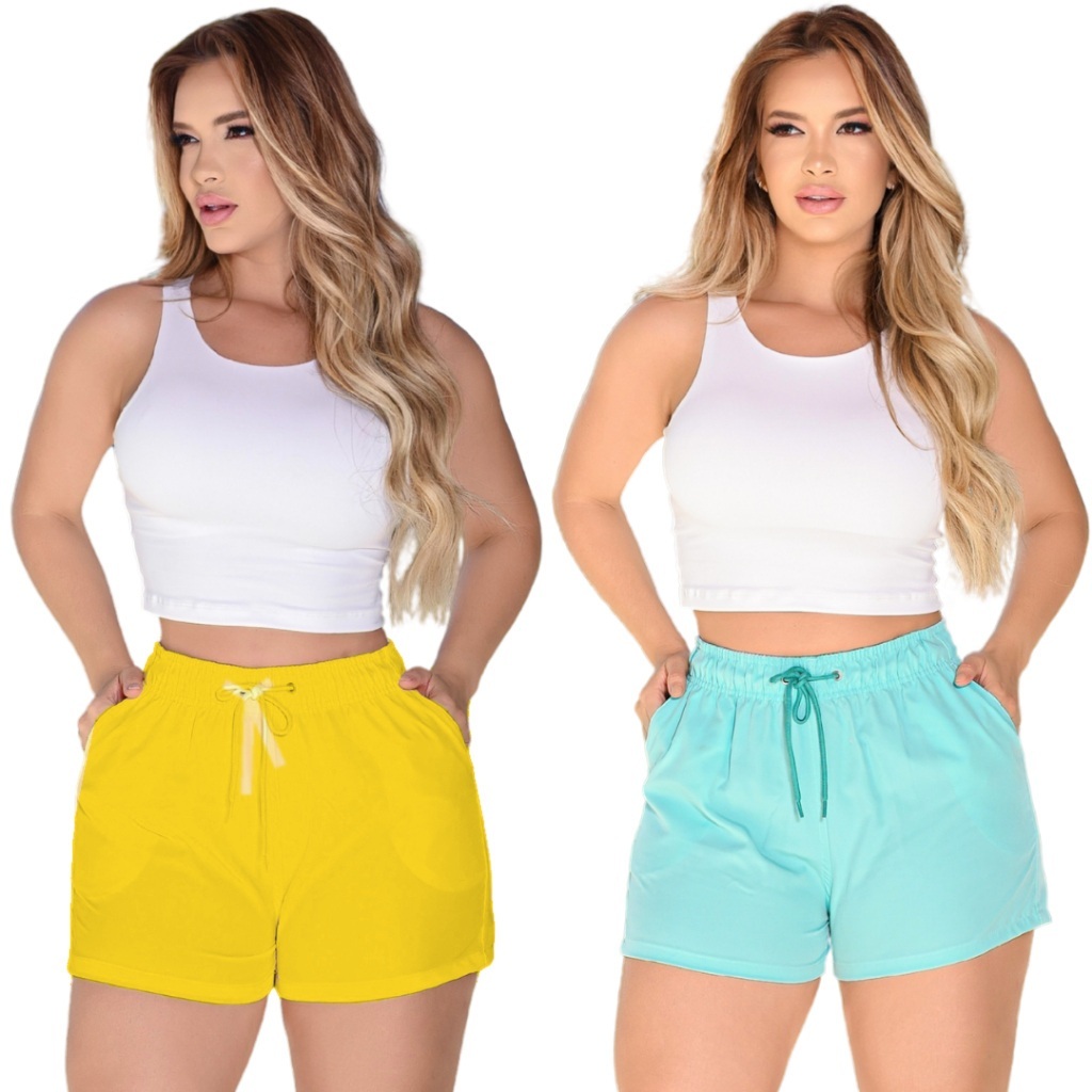 Kit 2 Short Mágico Feminino Praia Estampa Revela na Água Secagem Rápida Confortável Verão