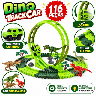 Pista Dinossauro Dino Track Car 116 Peças Com Looping Carrinho Trilhos Brinquedo Criança Educativo