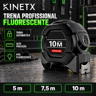 Trena Metrica Fluorescente KINETX De Aco Com Trava Automatica Trena Profissional 5m / 7.5m / 10m High Precision