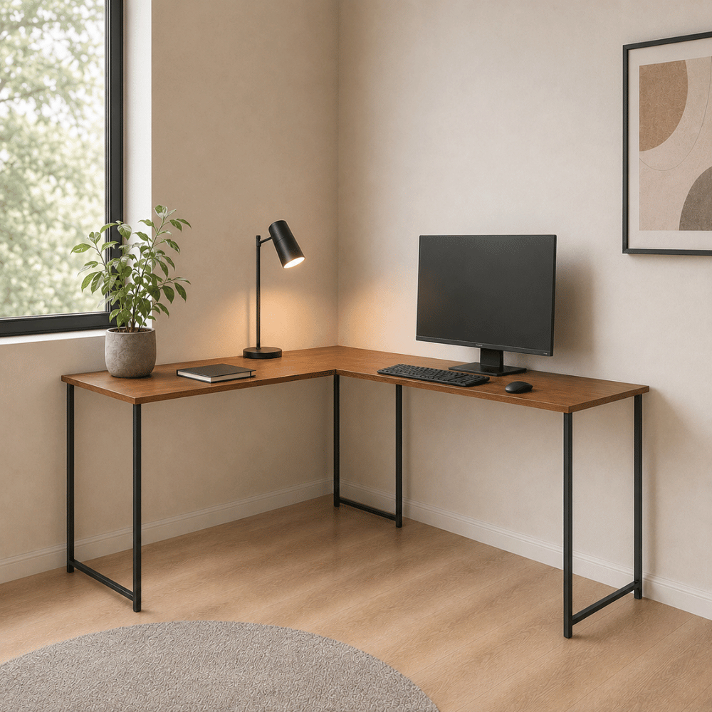 Mesa Escrivaninha em L Estilo Industrial Estudo e Home Office KLM Store