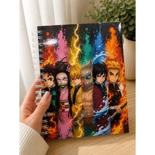 Caderno demon slayer - caderno Kimetsu no Yaiba - Capa Dura Holográfica - sketchbook- presente otaku- bloquinho de anime