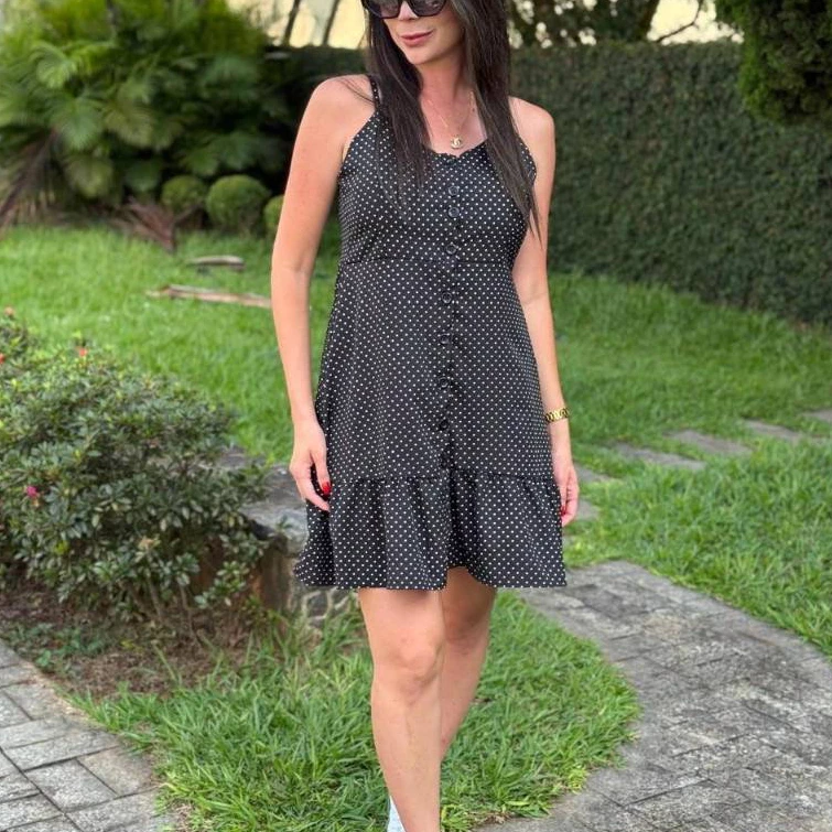 Vestido Curto Feminino Alcinha com Botões Soltinho Migue Modas — imagem 1