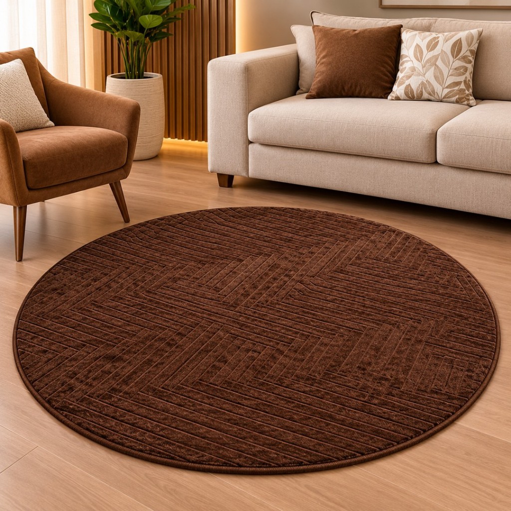 Tapete de Sala Redondo 1,50m x 1,50m Itália Aveludado Premium Várias Cores Antiderrapante Moderno 1,5m