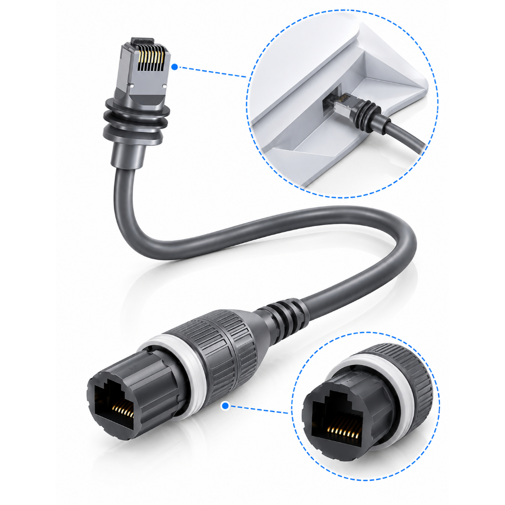 Cabo Adaptador Ethernet Starlink RJ45 0,5m Gigabit Para Gen 2 Gen 3 Mini - Conexão Estável 1,2 Gbps Plug And Play