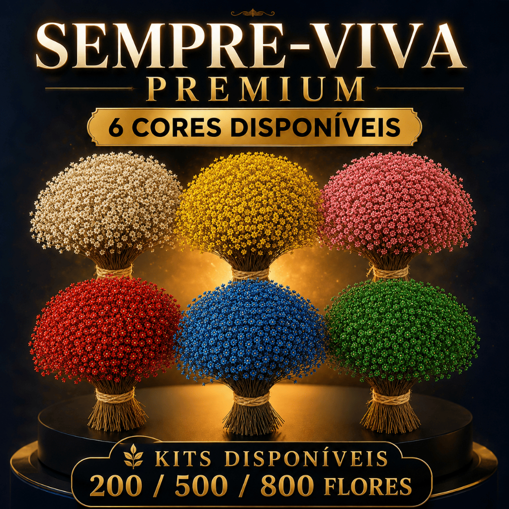Kit Flor Sempre Viva Premium - Flores Secas Sempre Viva - Kit com 200 / 500 / 800 Flores Secas para Festas e Decoração