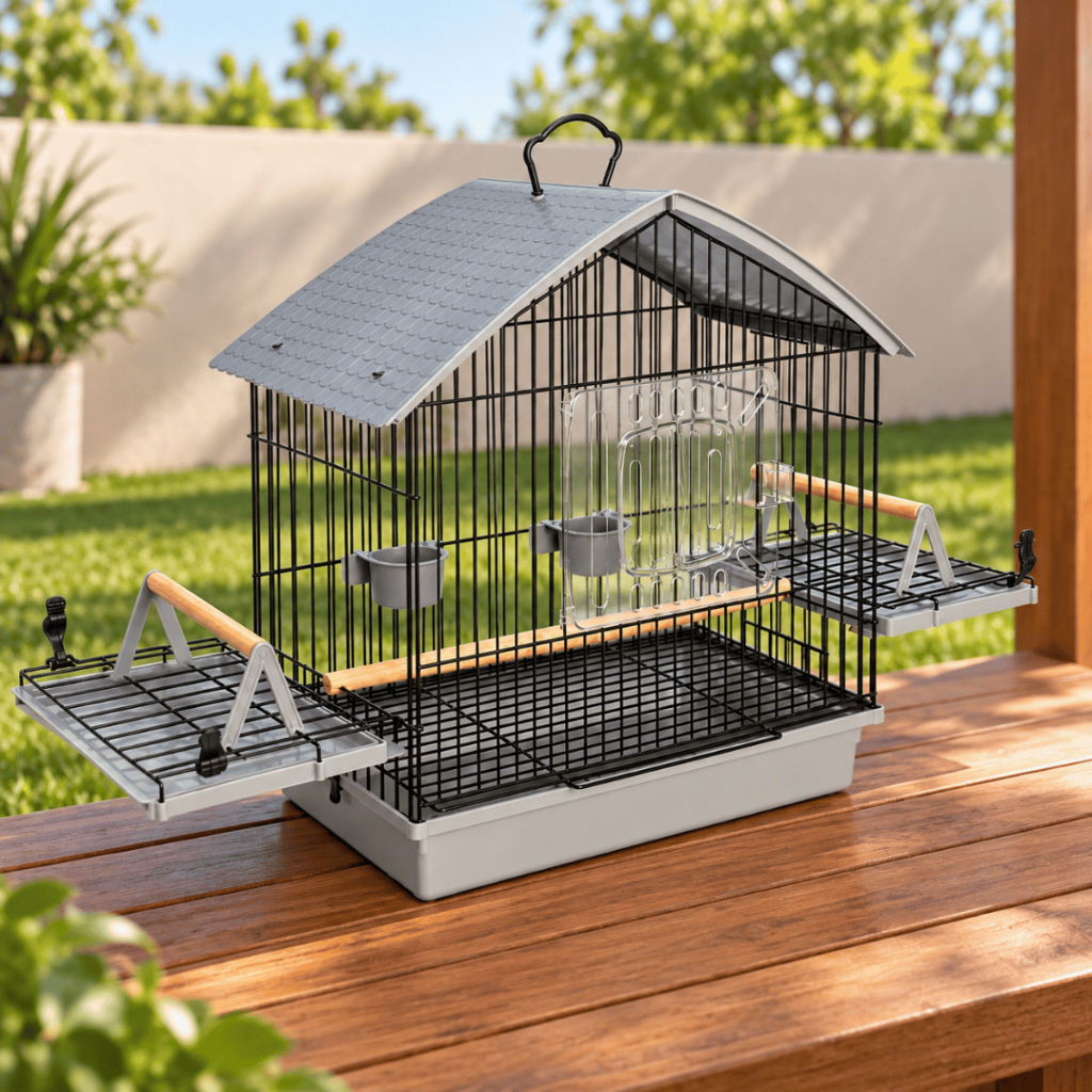 Gaiola para Pássaros Calopsita Mansa Viveiro com Poleiros Teto Plástico Pet Piu Slim Black