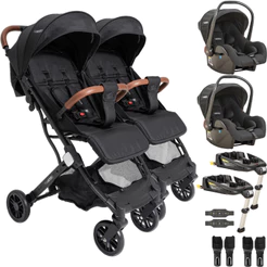 Carrinho Gemeos 2 Bebe Conforto 2 Base ISOFIX Kiddo Sprint III Preto