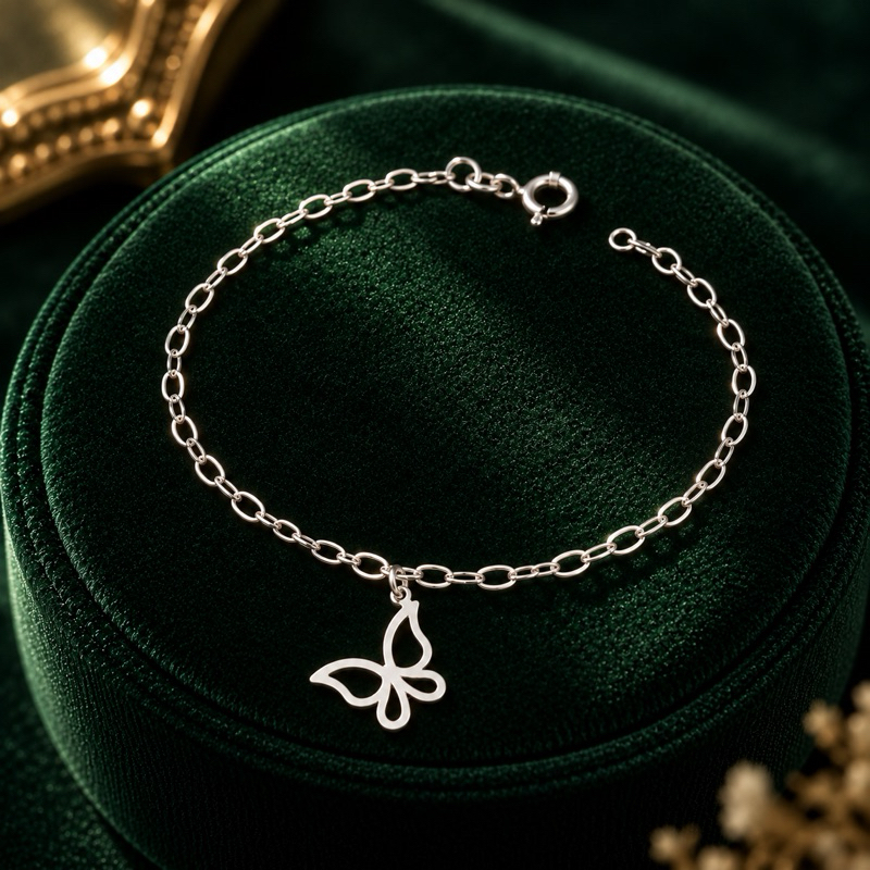Pulseira Feminina Borboleta Vazada em Prata 925 Delicada