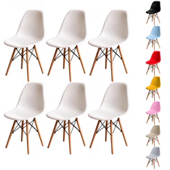 Kit 6 Cadeiras Eiffel Eames Pés De Madeira Sala Quarto Cozinha Escritório Moderna Design Premium