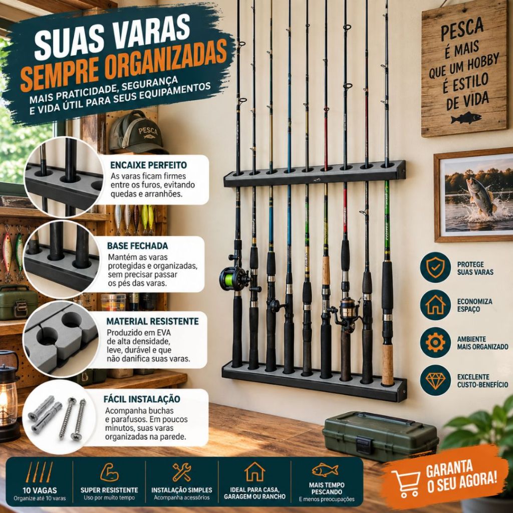 Expositor De Varas Rack Para P/ Parede