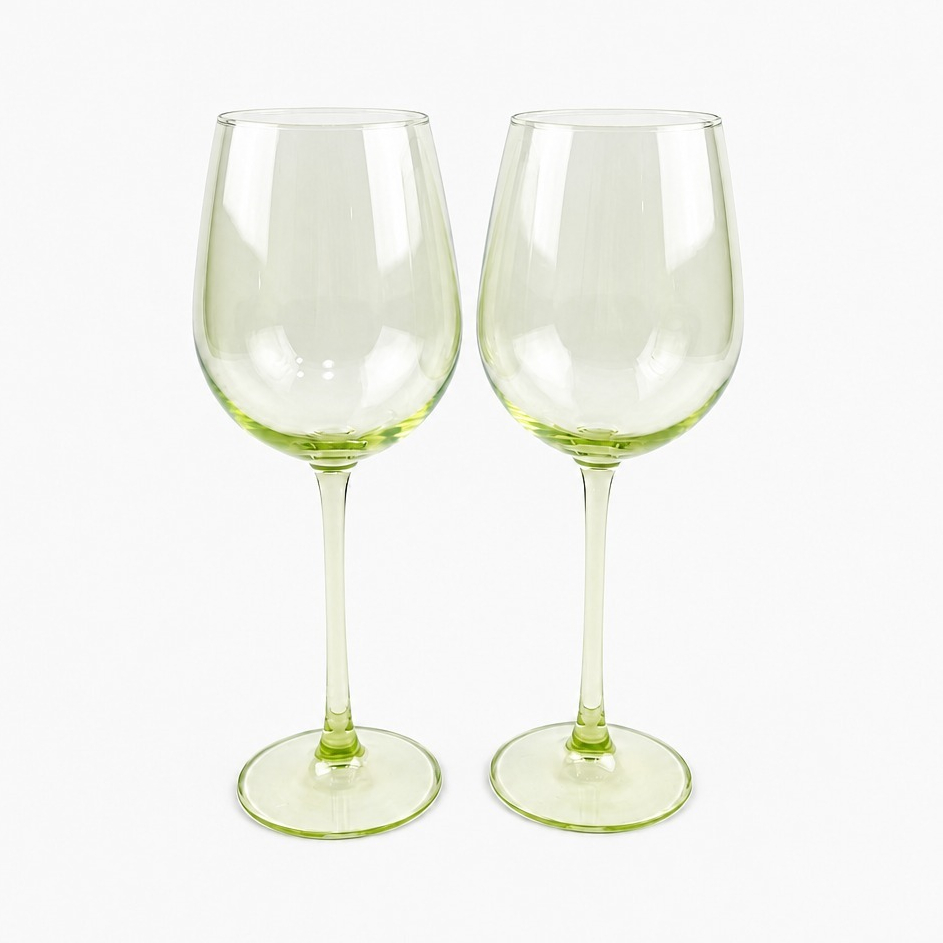 Kit 2 Taças em Vidro Verde 455ml