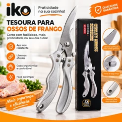 Tesoura para Frango Multiuso com Lâmina Serrilhada e Cabo Ergonômico