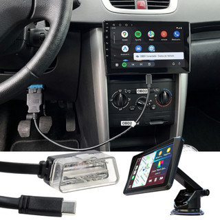 Cabo Central Multimídia Portátil Externa Tela Rádio Android Universal Espelhamento GPS Carplay Portátil ESSGOO Obd