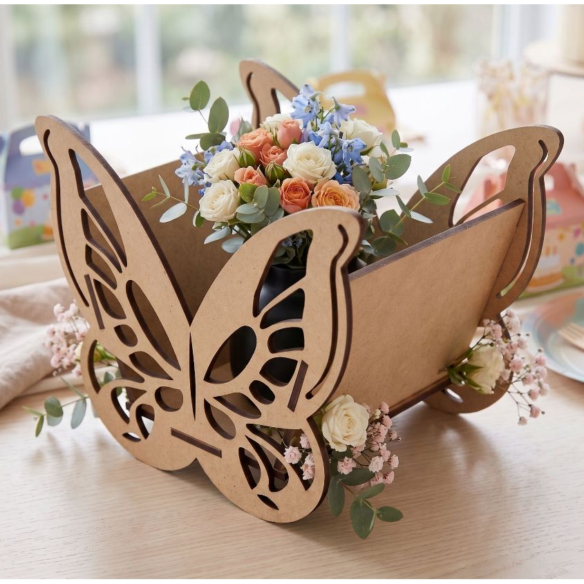 Kit Cachepô Centro de Mesa Borboleta em MDF 3mm – Decoração Festa Bosque Encantado Jardim Encantado